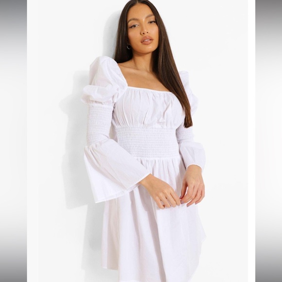Boohoo Dresses & Skirts - White‎ dress Bohoo NWOT tall XL boohoo